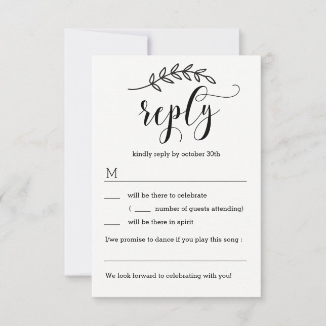 Rustic Elegance Wedding RSVP Without Menu Options (Front)