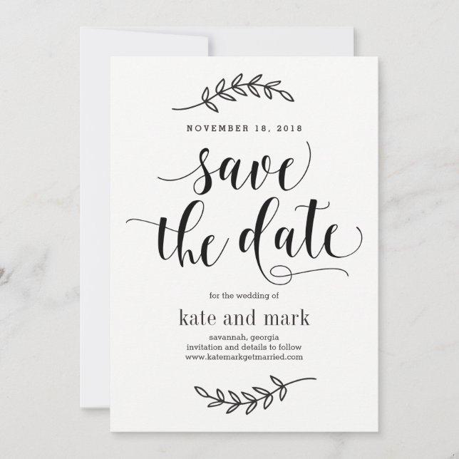 Rustic Elegance Wedding Save The Date Card White (Front)
