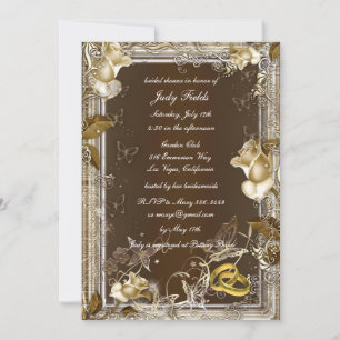 Rustic Elegance White Rose Bridal Shower Invite