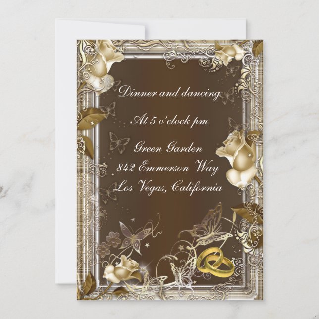 Rustic Elegance White Rose Reception Card (Front)