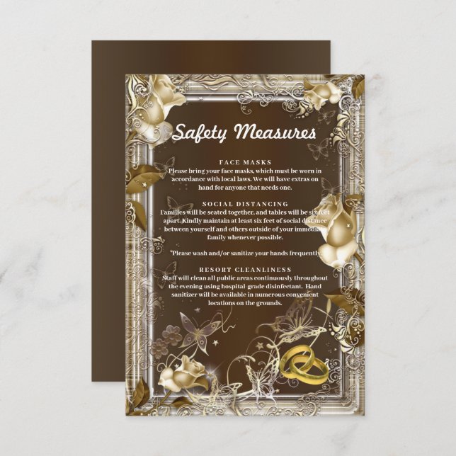 Rustic Elegance White Rose Safety Measures Enclosure Card (Front/Back)