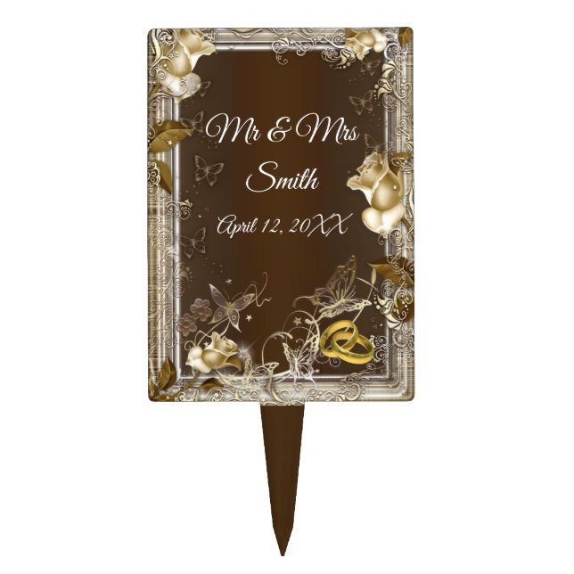 Rustic Elegance White Rose Wedding Cake Topper (Front)