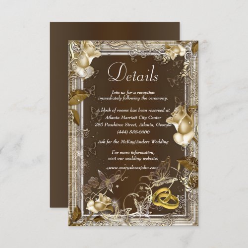 Rustic Elegance White Rose Wedding Details Enclosure Card