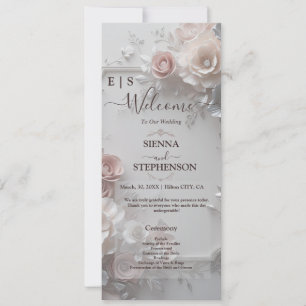 Rustic Elegant 3D Floral Photo Wedding Program