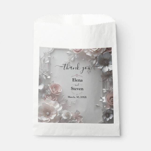 Rustic Elegant 3D Floral Wedding Favor Bag (Front)