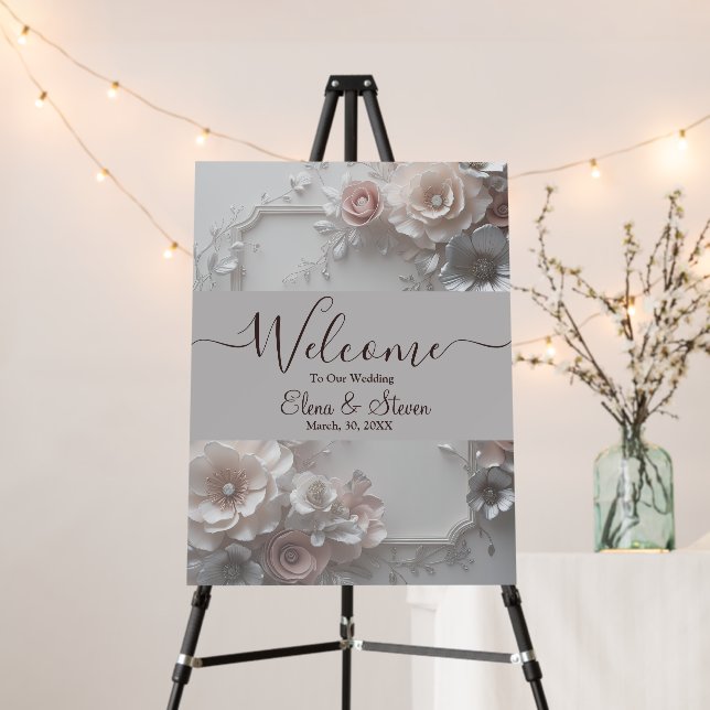 Rustic Elegant 3D Floral Wedding  Foam Board (In Situ (Stand))