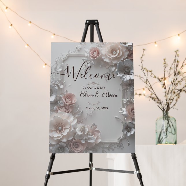 Rustic Elegant 3D Floral Wedding  Foam Board (In Situ (Stand))