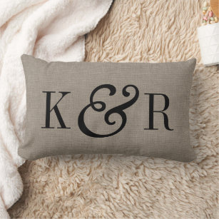 Rustic Elegant Ampersand Monogram Lumbar Pillow