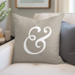 Rustic Elegant Ampersand Throw Pillow<br><div class="desc">Cute and simple rustic throw pillow design with a chic typography ampersand symbol or add your own custom monogram or text. Please note that the background is a printed faux burlap texture, the pillow cover is not made of burlap canvas material. Click the Customize It button to add your own...</div>