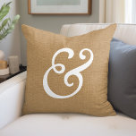 Rustic Elegant Ampersand Throw Pillow<br><div class="desc">Cute and simple rustic throw pillow design with a chic typography ampersand symbol or add your own custom monogram or text. Please note that the background is a printed faux burlap texture, the pillow cover is not made of burlap canvas material. Click the Customize It button to add your own...</div>