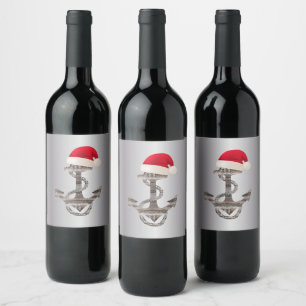 rustic elegant ANCHOR + silver gradient Wine Label