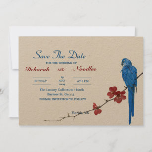 rustic Elegant and unique bird save the date Invitation