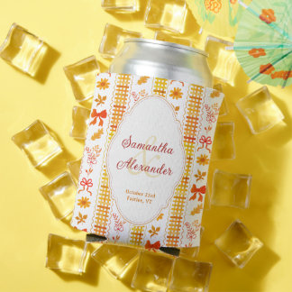 Rustic Elegant Autumn Monogram Wedding Favor Can Cooler