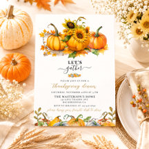 Rustic Elegant Autumn Pumpkins Leaves Thanksgiving