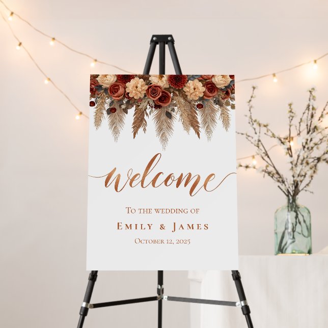 Rustic Elegant Autumn Wedding Welcome Sign (In Situ (Stand))