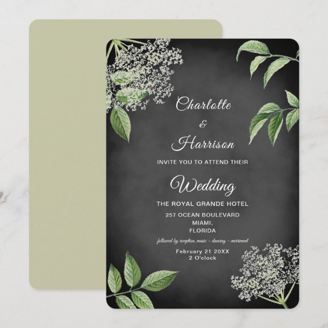 Rustic Elegant Baby's Breath Flowers Wedding Invitation (Front/Back)