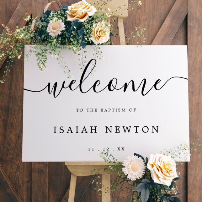 Rustic Elegant Baptism Celebration Welcome Sign (Creator Uploaded)