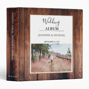 Rustic elegant barn wood photo Wedding album 3 Ring Binder