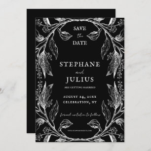 Rustic Elegant Black Floral Save the Date Invitation