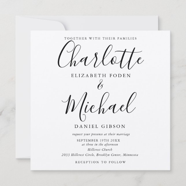 Rustic Elegant Black Script Kraft Wedding Invitation (Front)