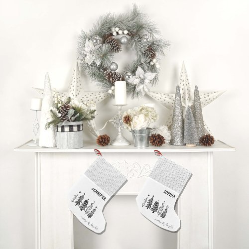 Rustic Elegant Black White Family Christmas Decor Small Christmas Stocking