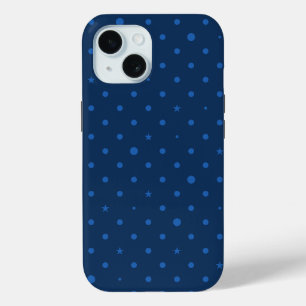 Rustic Elegant Blue & Black Stars iPhone 15 Case
