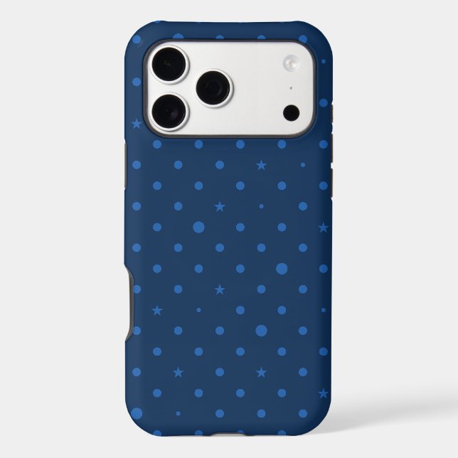 Rustic Elegant Blue & Black Stars iPhone Case (Back)