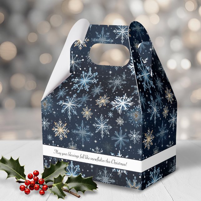 Rustic Elegant Blue Snowflakes Holiday Favor Boxes (Rustic Elegant Blue Snowflakes Holiday Favor Boxes)