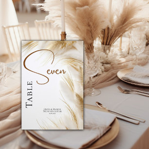 Rustic Elegant Bohemian Floral Gold Pampas Table Number