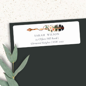 Rustic Elegant Boho Feather Floral Arrow Address Label