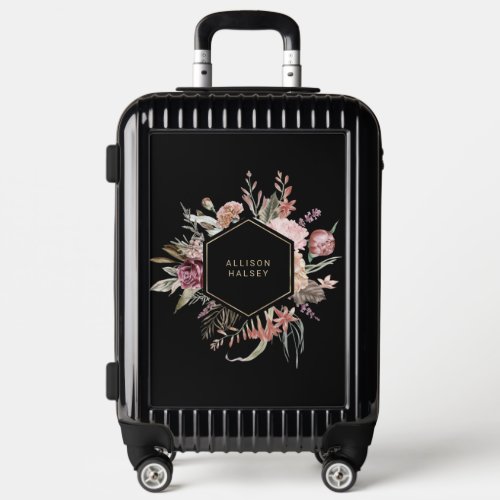 Rustic Elegant Boho Floral with Geometric Frame Luggage