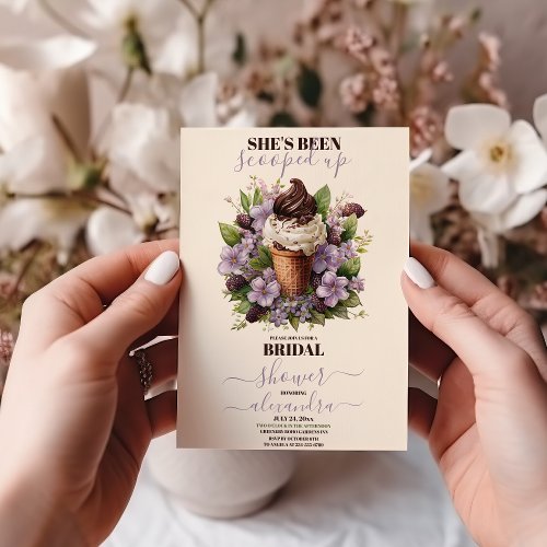 Rustic Elegant Boho Ice Cream Bridal Shower Invitation