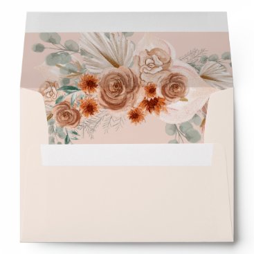 Rustic Elegant Boho Terracotta Pampas Wedding Envelope