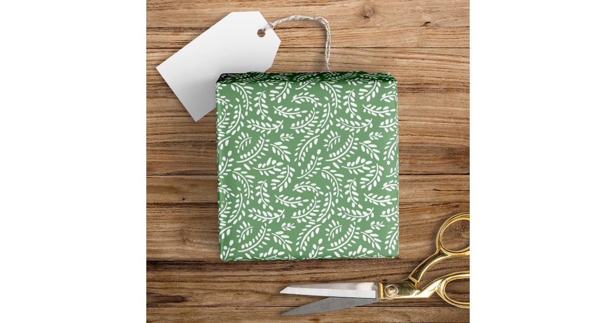 Rustic Elegant Botanical Leaves Sage Green Wrapping Paper | Zazzle