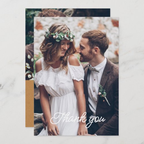 Rustic Elegant Botanicals Faux Kraft Paper Wedding Thank You Card