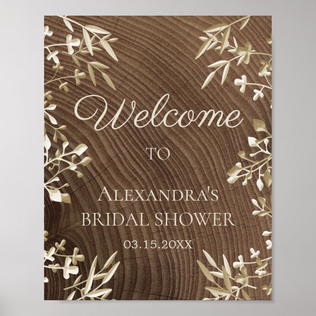 Rustic Elegant Bridal Shower Welcome Poster (Front)