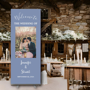 Rustic elegant bride groom photo wedding retractable banner