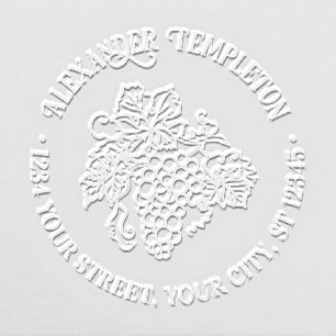 Rustic Elegant Bunch of Grapes Name Return Address Embosser