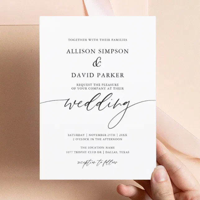 Rustic Elegant Calligraphy Wedding Invitation | Zazzle