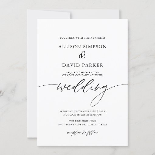 Rustic Elegant Calligraphy Wedding Invitation | Zazzle