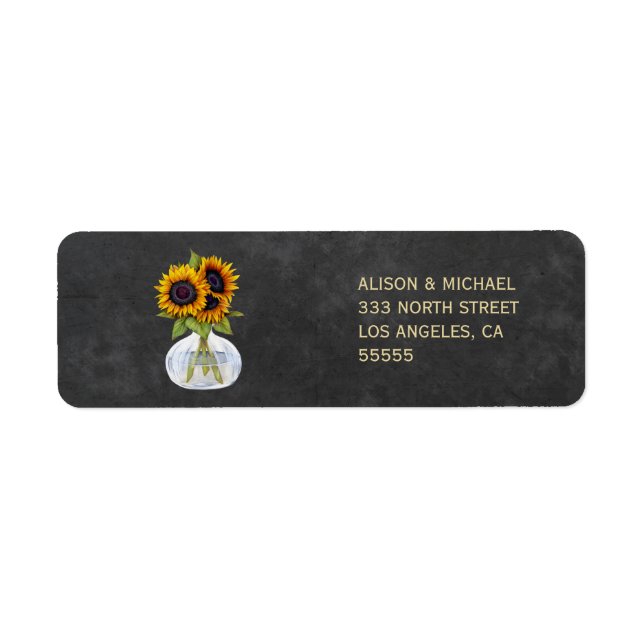Rustic elegant chalkboard sunflowers address label (Front)