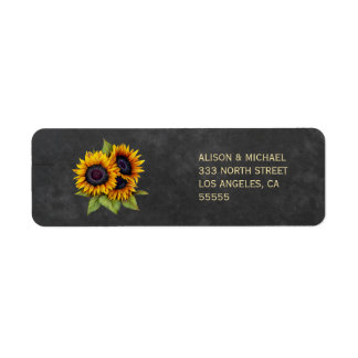 Rustic elegant chalkboard sunflowers address label