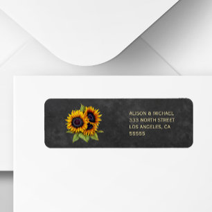 Rustic elegant chalkboard sunflowers rsvp address label