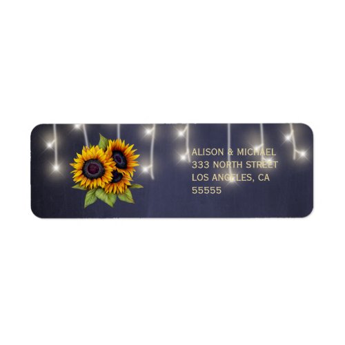 Rustic elegant chalkboard sunflowers rsvp address label