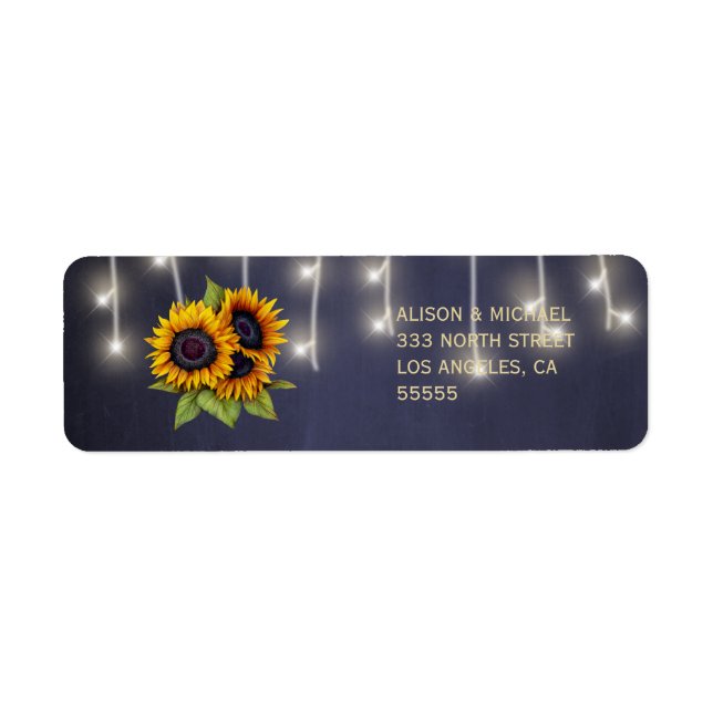Rustic elegant chalkboard sunflowers rsvp address label (Front)