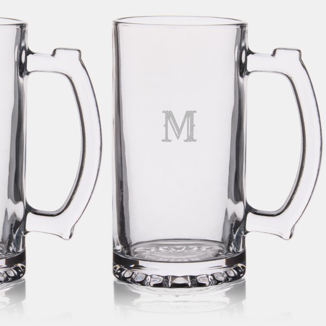 Rustic Elegant Chic Monogrammed Etched Beer Mug Stein (Rustic Elegant Chic Monogrammed Etched Beer Mug Stein)