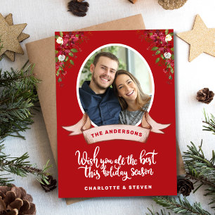 Rustic Elegant Christmas Calligraphy Photo Holiday Card