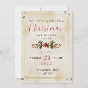 Rustic Elegant christmas eve party invitation