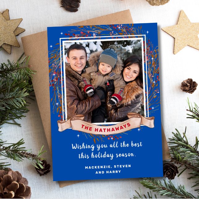 Rustic Elegant Christmas Family Photo Holiday Card (Creator Uploaded)