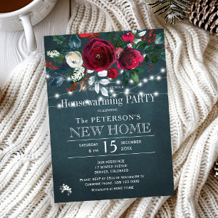 Rustic elegant Christmas housewarming party Invitation